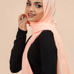 Premium Georgette - Creamy Peach Georgette Hijab close-up of smooth georgette fabric texture.