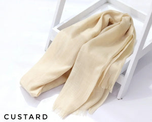Custard Turkish Viscose Hijab close-up of smooth Turkish viscose texture.