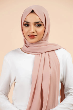 Premium Georgette - Dusty Pink Georgette Hijab close-up of smooth georgette fabric texture.