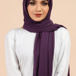 Premium Georgette - Eggplant Georgette Hijab close-up of smooth georgette fabric texture.