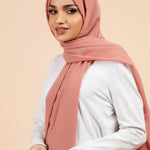 Premium Georgette - Flamingo Georgette Hijab close-up of smooth georgette fabric texture.