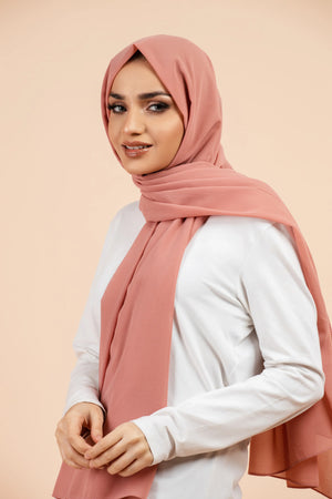 Premium Georgette - Flamingo Georgette Hijab close-up of smooth georgette fabric texture.