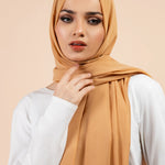 Premium Georgette - Golden Beige Georgette Hijab close-up of smooth georgette fabric texture.