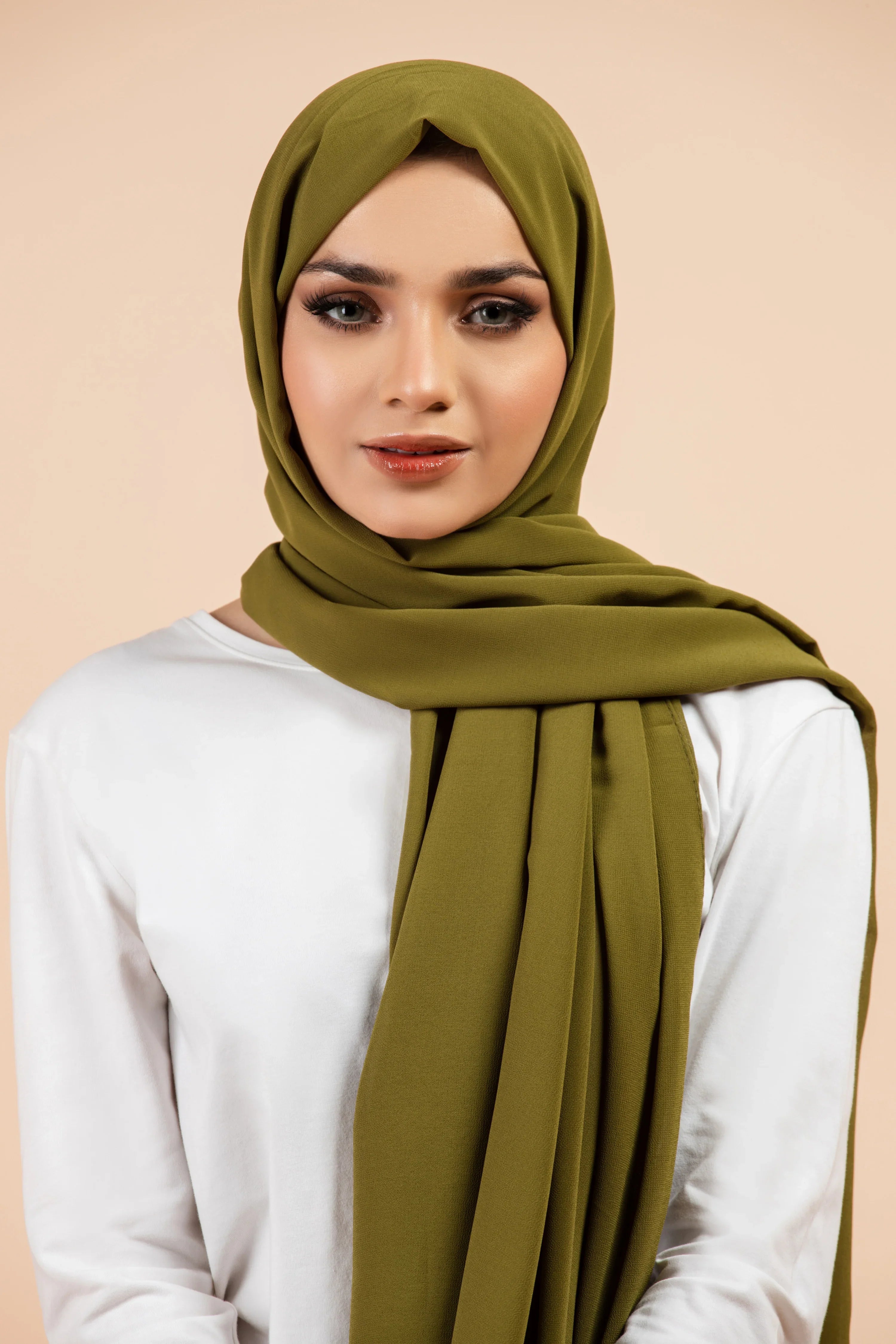 Premium Georgette - Henna Georgette Hijab close-up of smooth georgette fabric texture.