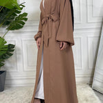 Basic 3 Pcs Kimono Abaya - Warm Brown -