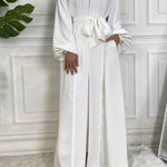 Basic 3 Pcs Kimono Abaya - White -