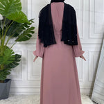 Basic 3 Pcs Kimono Abaya - Rose Mauve -