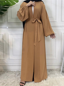 Basic 3 Pcs Kimono Abaya - Caramel -