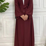 Basic 3 Pcs Kimono Abaya - Maroon -