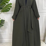 Basic 3 Pcs Kimono Abaya - Dark Olive -