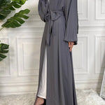 Basic 3 Pcs Kimono Abaya - Charcoal -