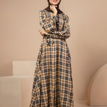 Brown Checkered Maxi Dress