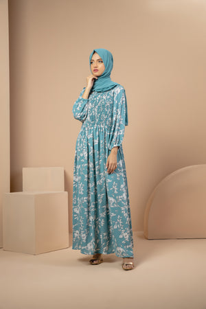 Turquoise Smocked Maxi Dress
