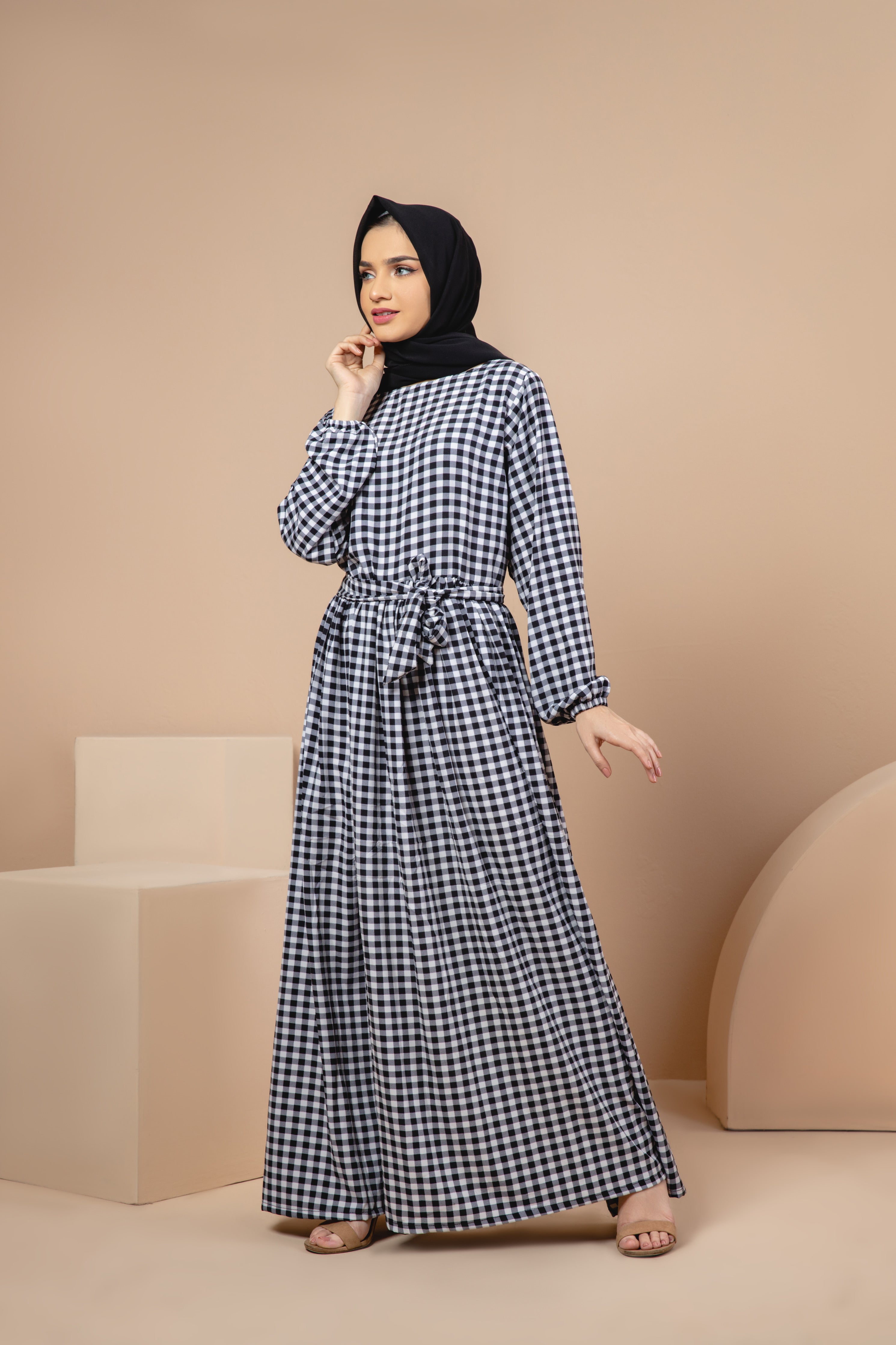 Black Checkered Maxi Dress
