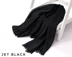Jet Black Turkish Viscose Hijab close-up of smooth Turkish viscose texture.