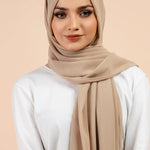 Premium Georgette - Khaki Georgette Hijab close-up of smooth georgette fabric texture.