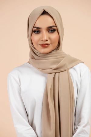 Premium Georgette - Khaki Georgette Hijab close-up of smooth georgette fabric texture.