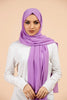 Premium Georgette - Lavender Georgette Hijab worn by model, lightweight and flowy drape.