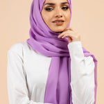 Premium Georgette - Lavender Georgette Hijab close-up of smooth georgette fabric texture.