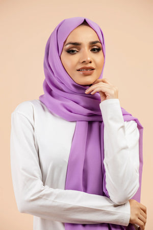 Premium Georgette - Lavender Georgette Hijab close-up of smooth georgette fabric texture.