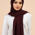 Premium Georgette - Mahogany Georgette Hijab close-up of smooth georgette fabric texture.