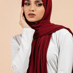 Premium Georgette - Maroon Georgette Hijab elegantly showcasing premium georgette fabric.