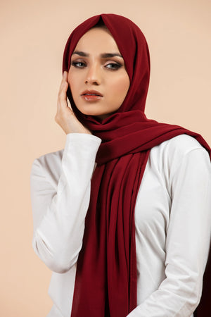 Premium Georgette - Maroon Georgette Hijab elegantly showcasing premium georgette fabric.