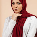 Premium Georgette - Maroon Georgette Hijab close-up of smooth georgette fabric texture.