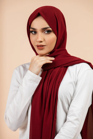 Premium Georgette - Maroon Georgette Hijab close-up of smooth georgette fabric texture.