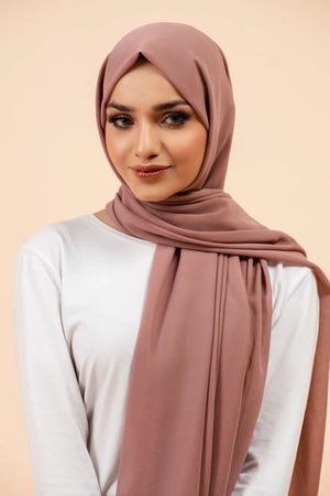 Premium Georgette - Mauve Georgette Hijab close-up of smooth georgette fabric texture.