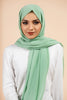 Premium Georgette - Mint Georgette Hijab worn by model, lightweight and flowy drape.