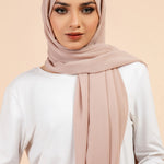 Premium Georgette - Mushroom Georgette Hijab close-up of smooth georgette fabric texture.