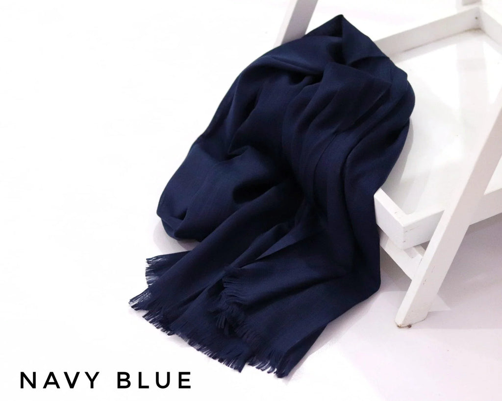 Navy Blue Turkish Viscose Hijab close-up of smooth Turkish viscose texture.