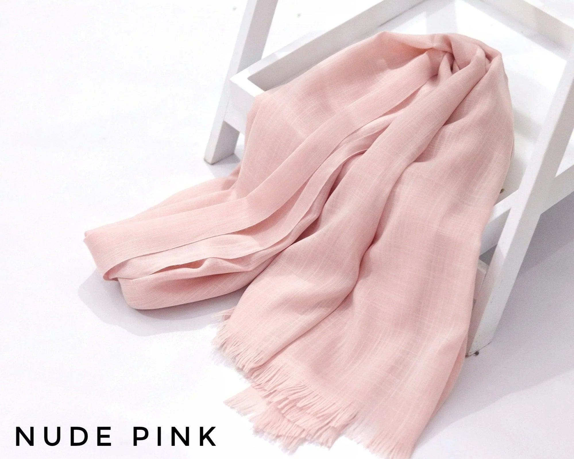 Nude Pink Turkish Viscose Hijab close-up of smooth Turkish viscose texture.