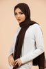 Premium Georgette - Nutella Georgette Hijab worn by model, lightweight and flowy drape.