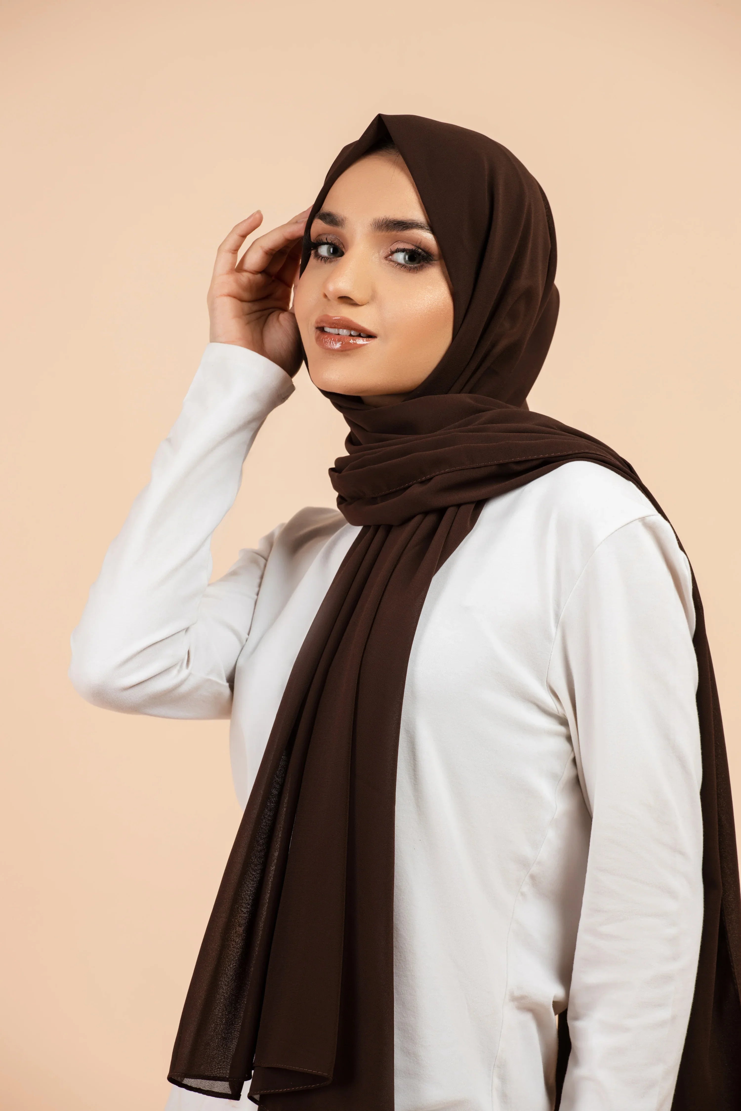 Premium Georgette - Nutella Georgette Hijab close-up of smooth georgette fabric texture.