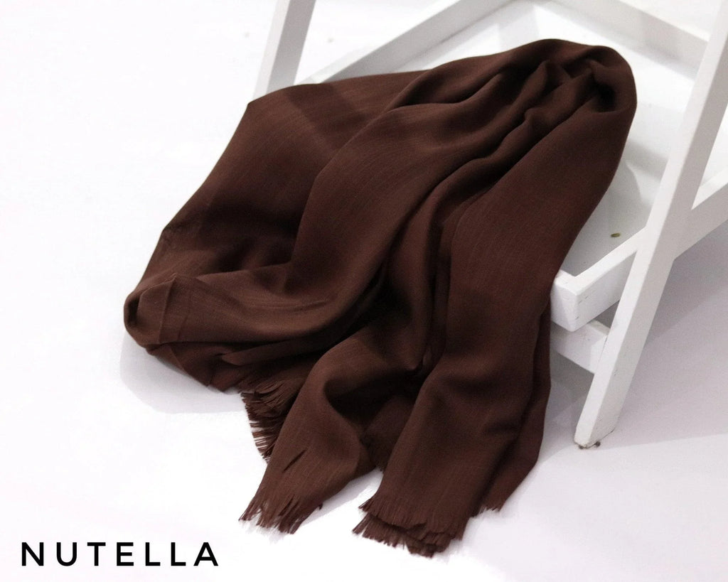 Nutella Turkish Viscose Hijab close-up of smooth Turkish viscose texture.