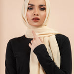 Premium Georgette - Oatmeal Georgette Hijab close-up of smooth georgette fabric texture.