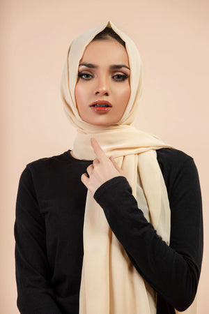 Premium Georgette - Oatmeal Georgette Hijab close-up of smooth georgette fabric texture.