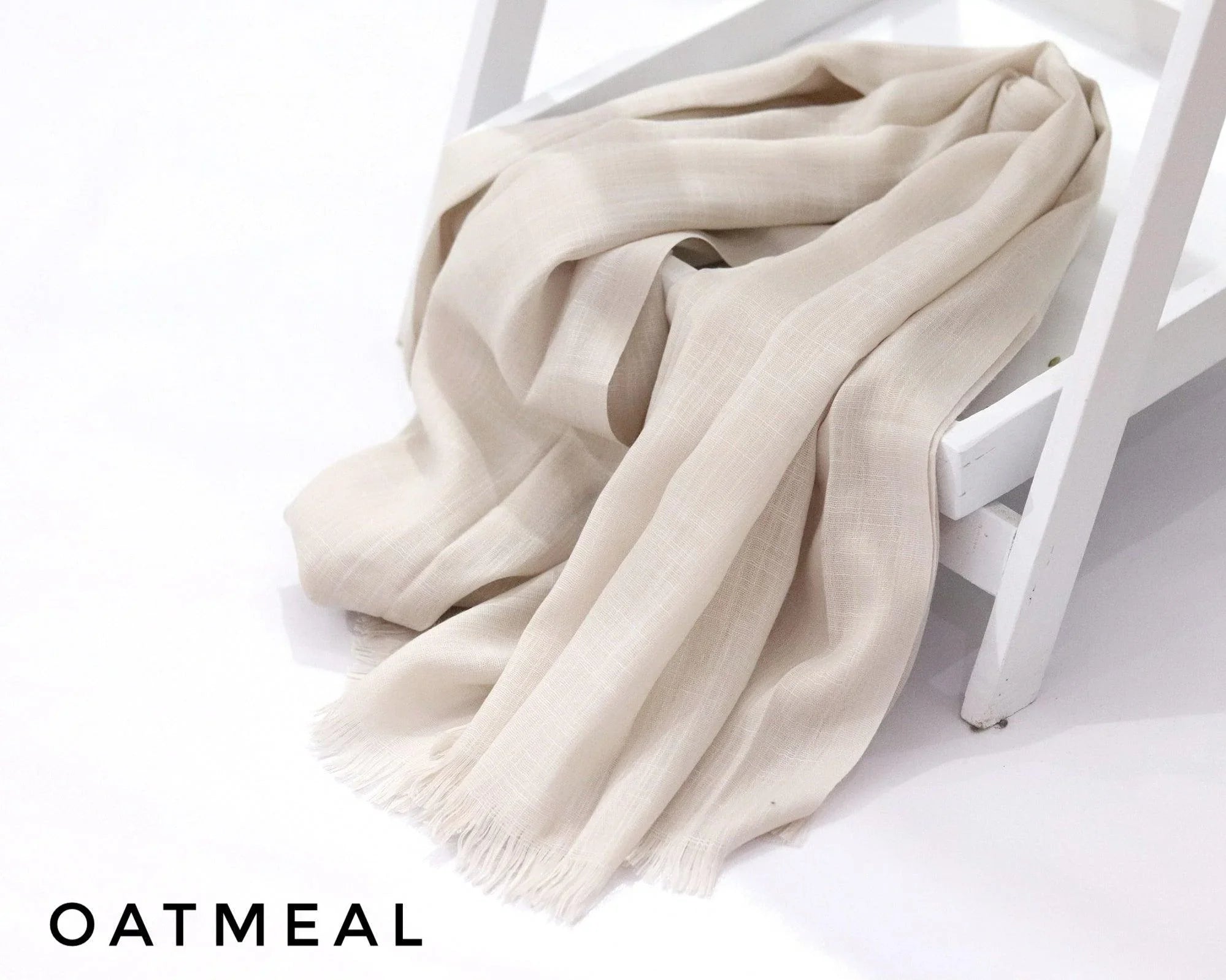 Oatmeal Turkish Viscose Hijab close-up of smooth Turkish viscose texture.