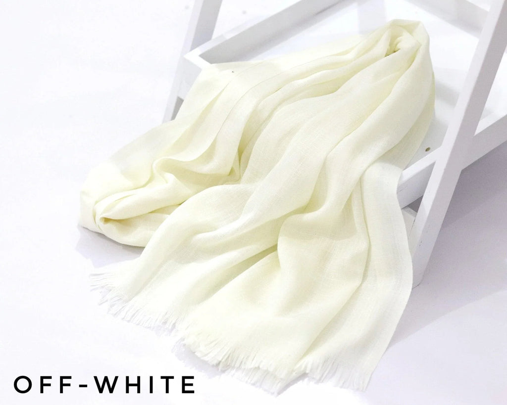 Off White Turkish Viscose Hijab close-up of smooth Turkish viscose texture.