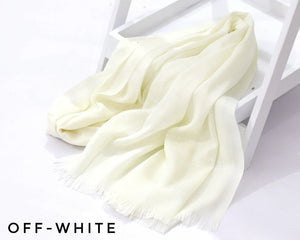 Off White Turkish Viscose Hijab close-up of smooth Turkish viscose texture.