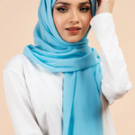 Premium Georgette - Pacific Blue Georgette Hijab close-up of smooth georgette fabric texture.