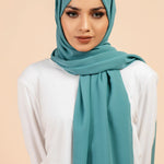 Premium Georgette - Peacock Georgette Hijab close-up of smooth georgette fabric texture.