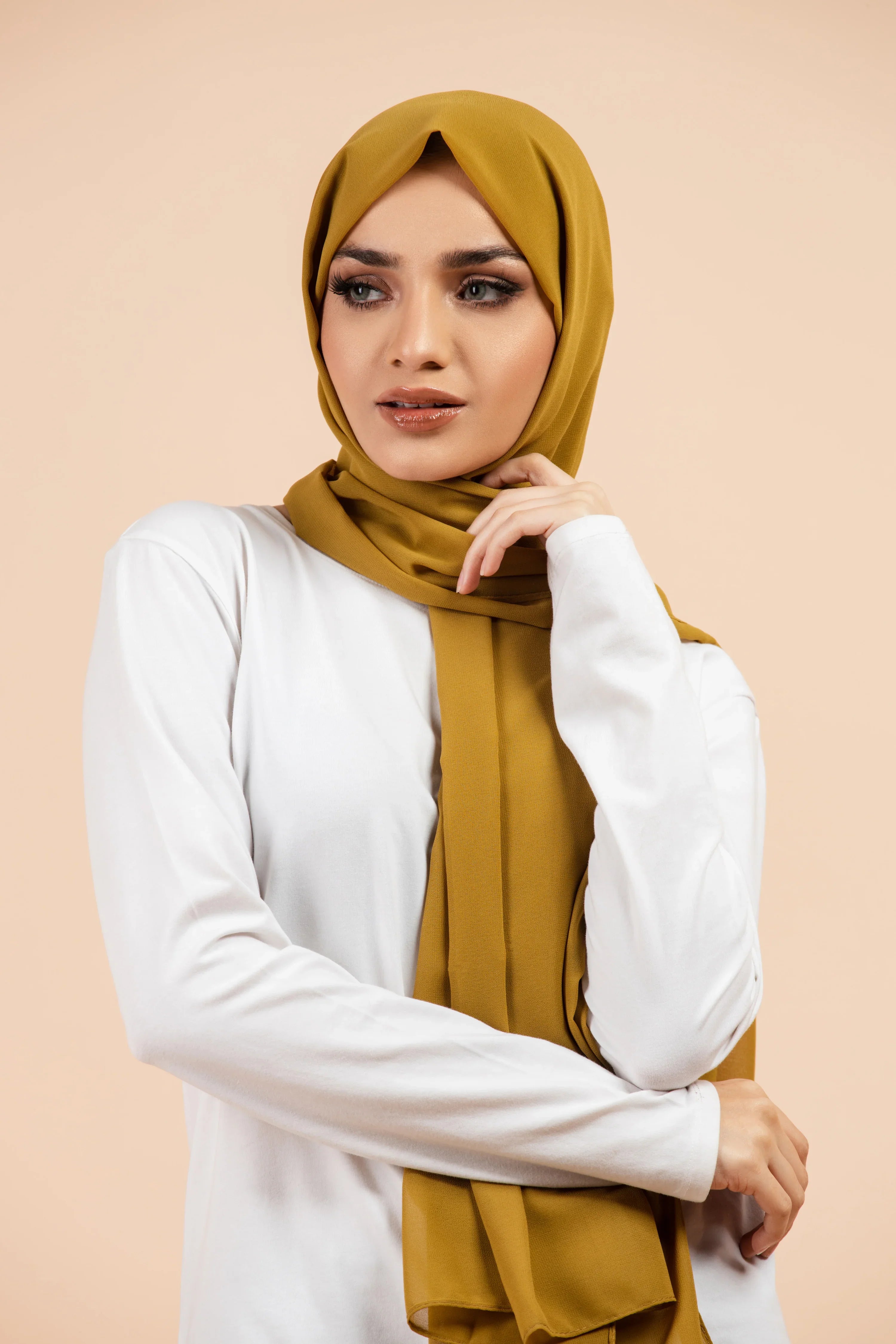 Premium Georgette - Pickle Georgette Hijab close-up of smooth georgette fabric texture.