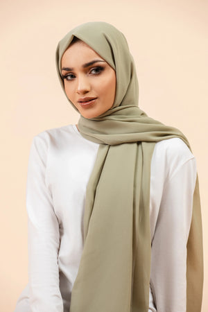 Premium Georgette - Pistachio Georgette Hijab close-up of smooth georgette fabric texture.