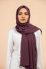 Premium Georgette - Purple Georgette Hijab worn by model, lightweight and flowy drape.