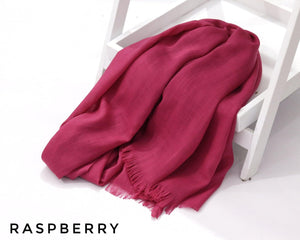 Raspberry Turkish Viscose Hijab close-up of smooth Turkish viscose texture.