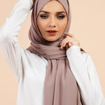 Premium Georgette - Rose Taupe Georgette Hijab close-up of smooth georgette fabric texture.