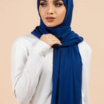 Premium Georgette - Royal Blue Georgette Hijab close-up of smooth georgette fabric texture.